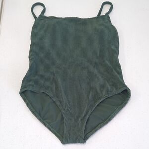 Kona Sol Green Ribbed One Piece Swimsuit
